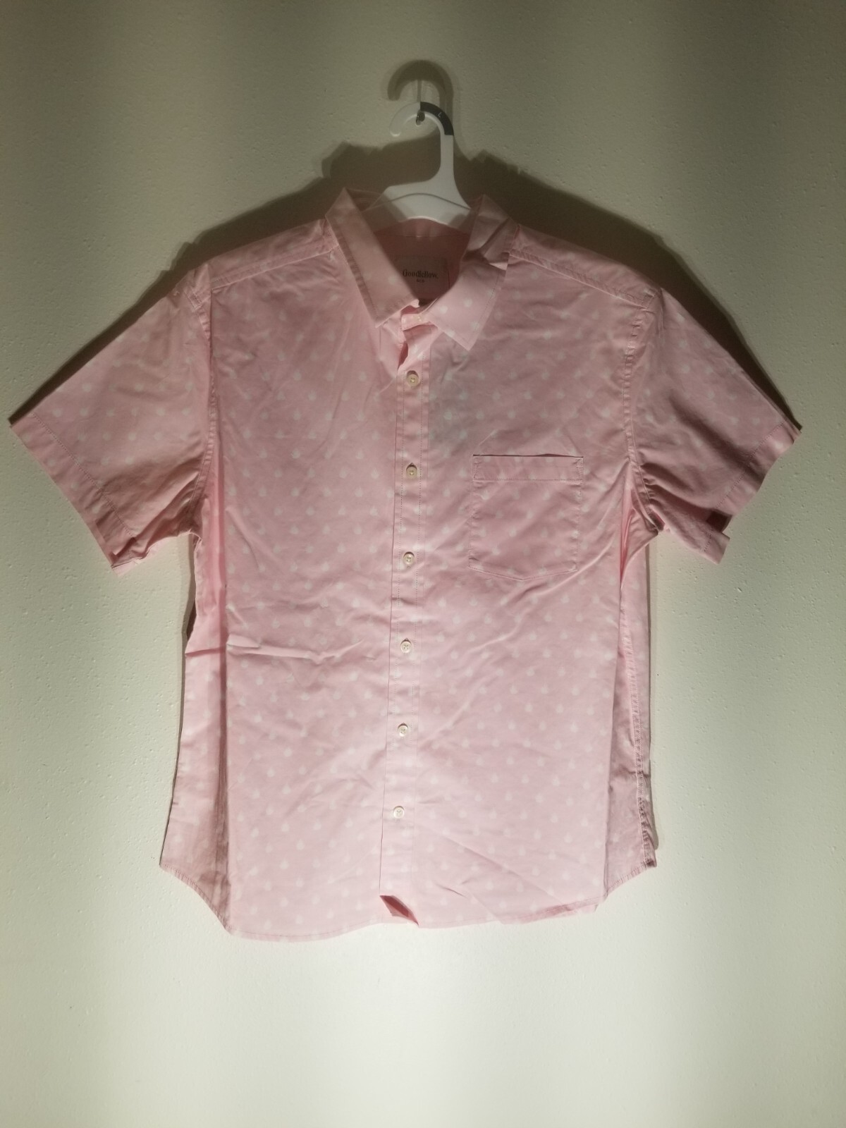 Goodfellow & Co Men’s Print Pink Geo Short Sleeve Button-Down Shirt Size L Slim