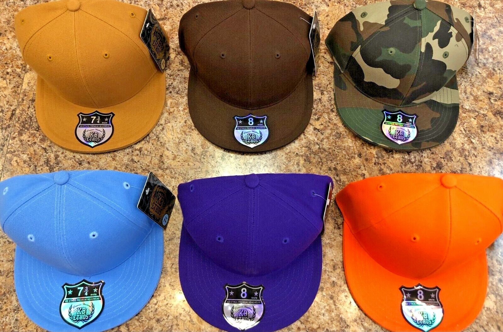 Original Plain Fitted Caps Flat Bill Hats [[ KB ]] Solid Colors ( New Item )