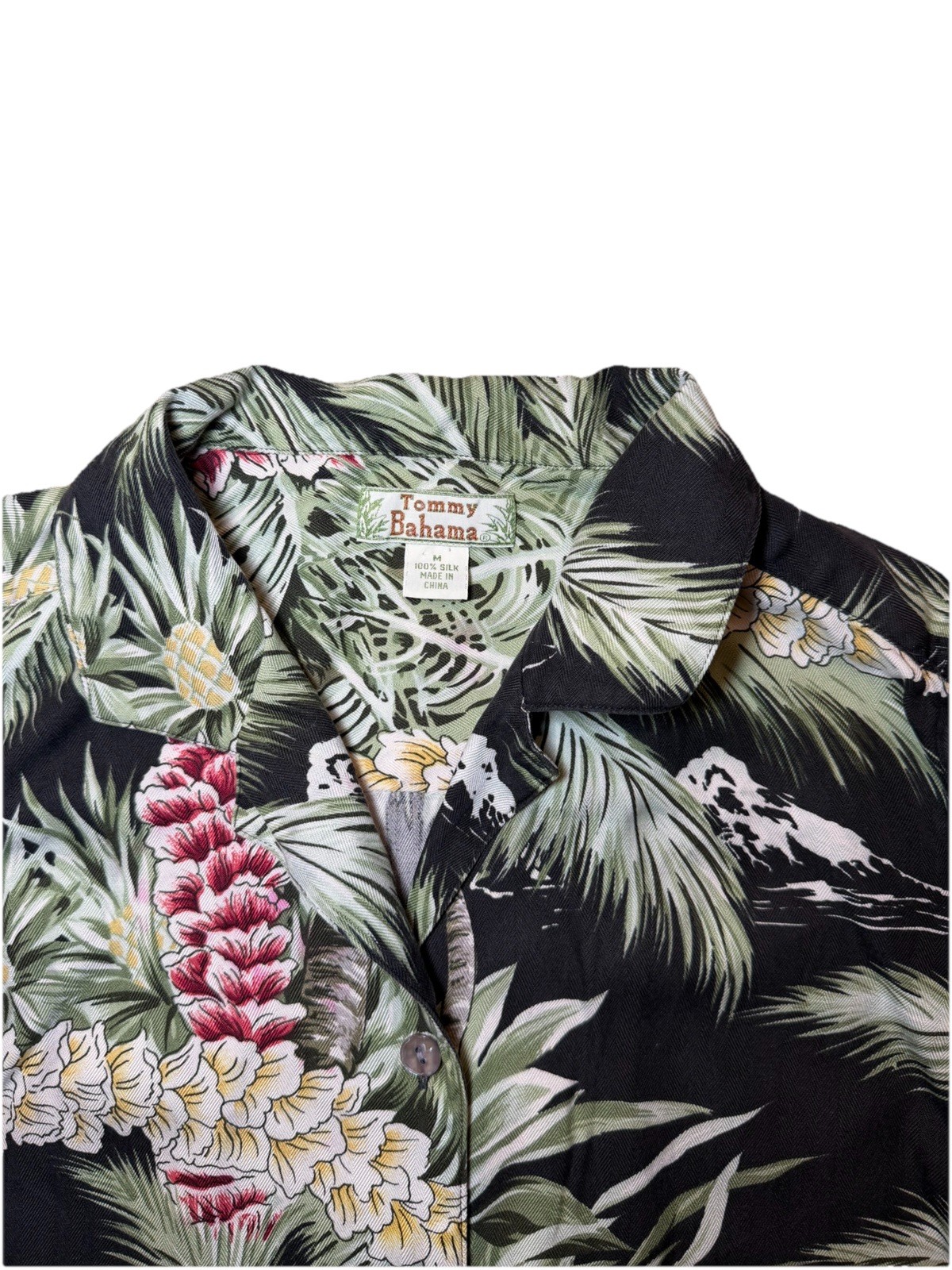 Tommy Bahama Maternity M Silk Sleeveless Collared Button-Up Tropical Floral