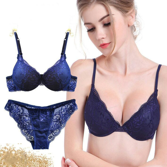 Floral Embroidery Underwire Bra Lot Push Up Padded Enhancer Bra Set Panties AB C