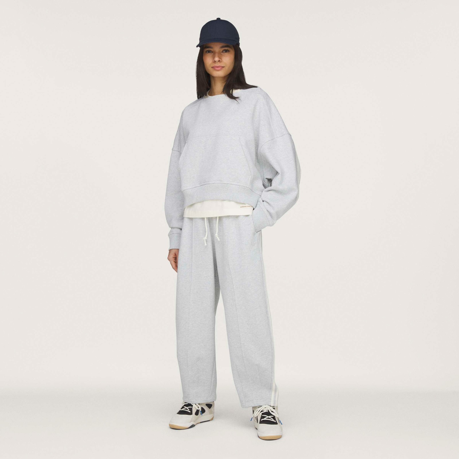 Adidas x Bad Bunny (Light Grey) Men Crewneck Hooded Balaclava Sweatshirt KF1798