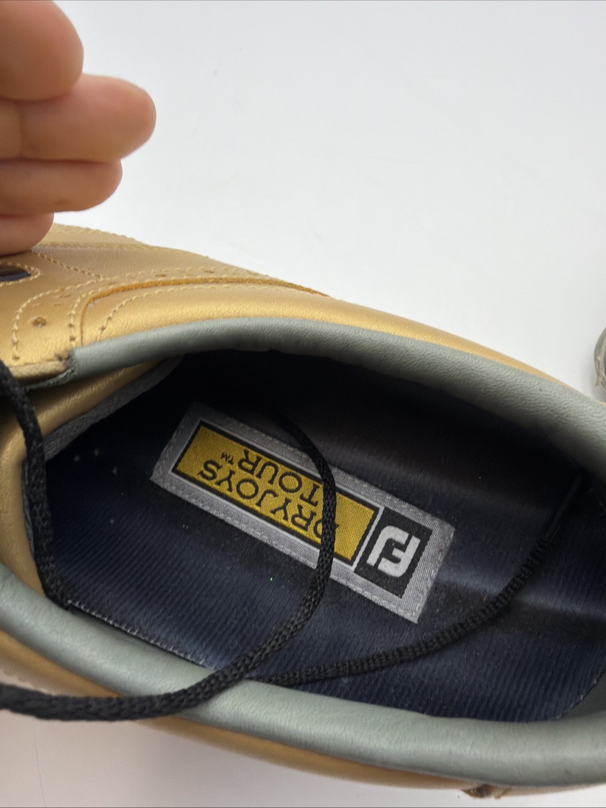 Foot-Joy DryJoys Mens Gold Purdue Shoes, Soft Spikes, Size 12