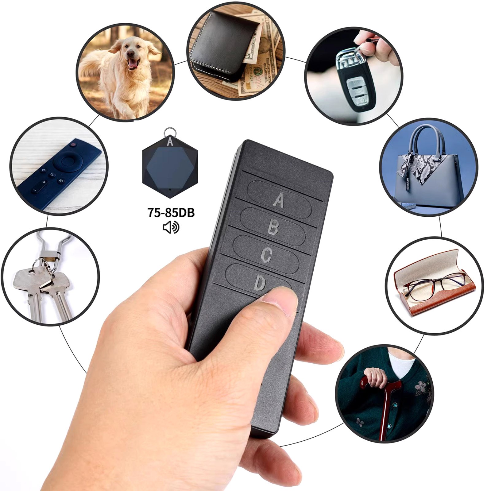 1 Set 4-in-1 Key Finder Wireless Alarm Anti Lost Key Wallet Tracker Accessories
