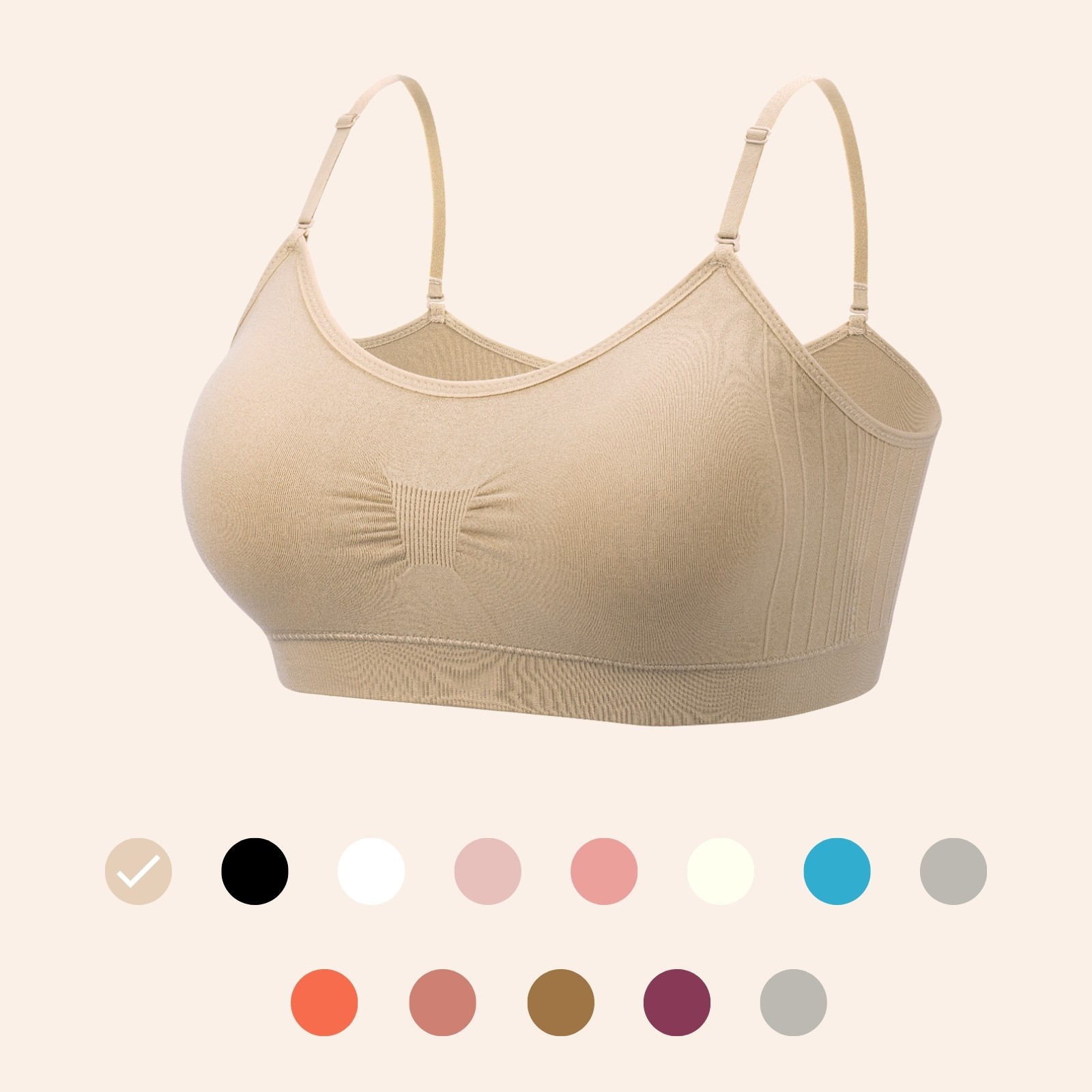 Women’s Seamless T-Shirt Bra Wireless Padded Bralette, No Underwire Everyday Bra