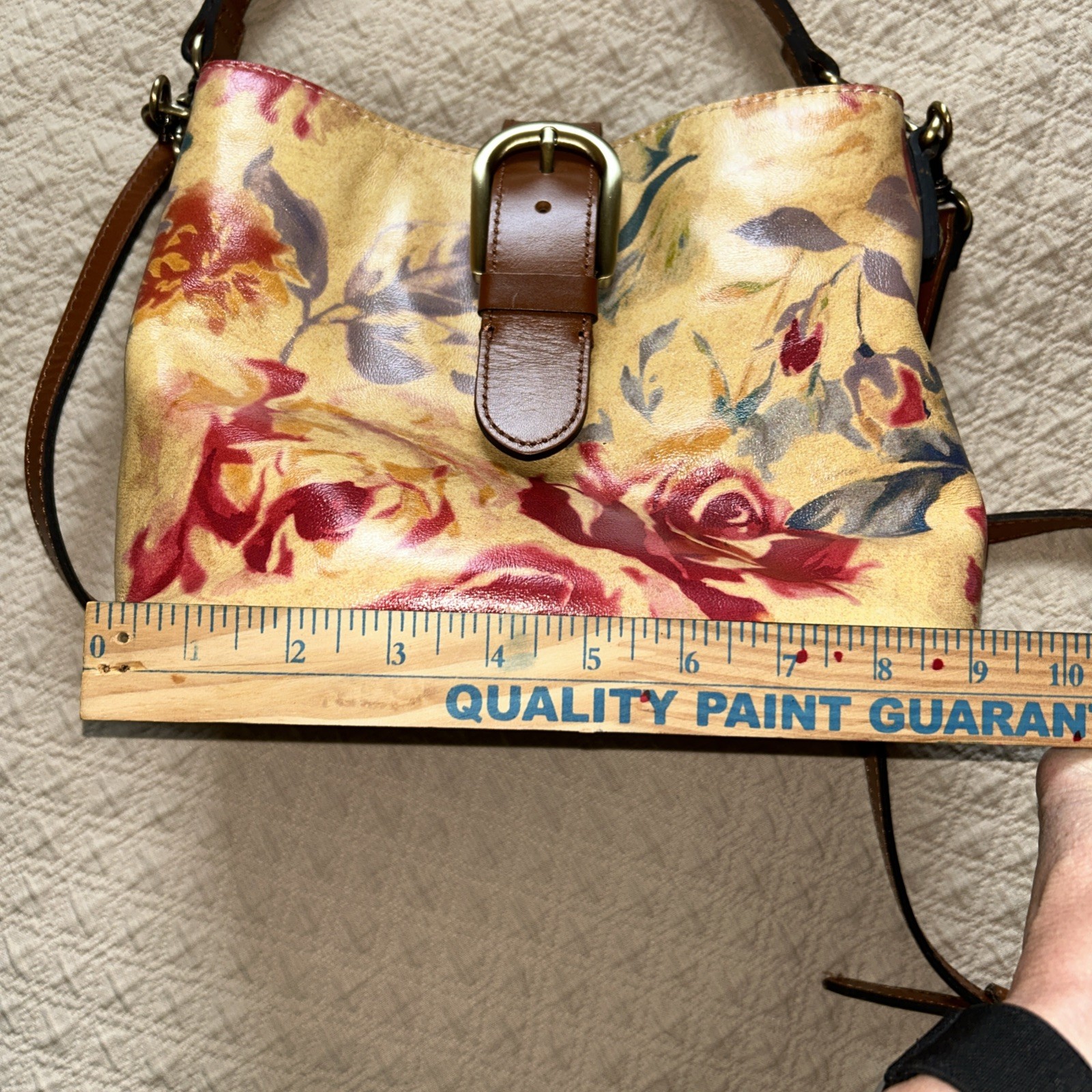Patricia Nash Irving Bucket Crossbody “Victorian Garden” Front Buckle