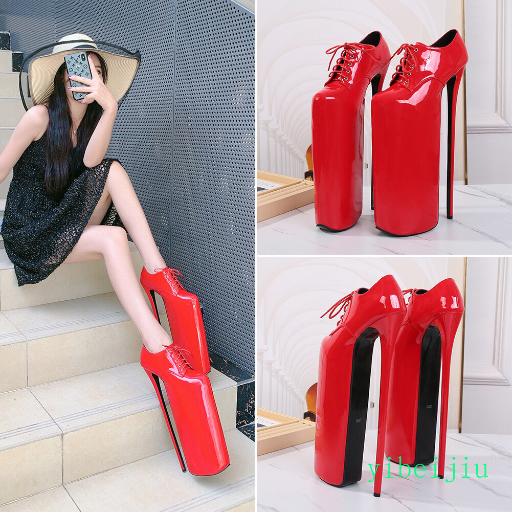 Womens High Heel Platform Shiny Leather Stage Shoes Cross Dresser Nightclub Sexy