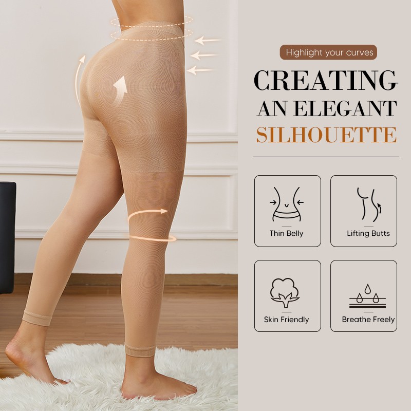 Women’s Sheer Footless Tights 30D Control Top Pantyhose Run Resistant