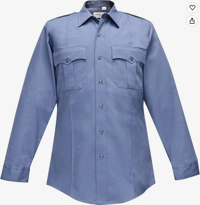 Flying Cross Mens Uniform Shirt Long Sleeve Marine Blue 17.5 36/37