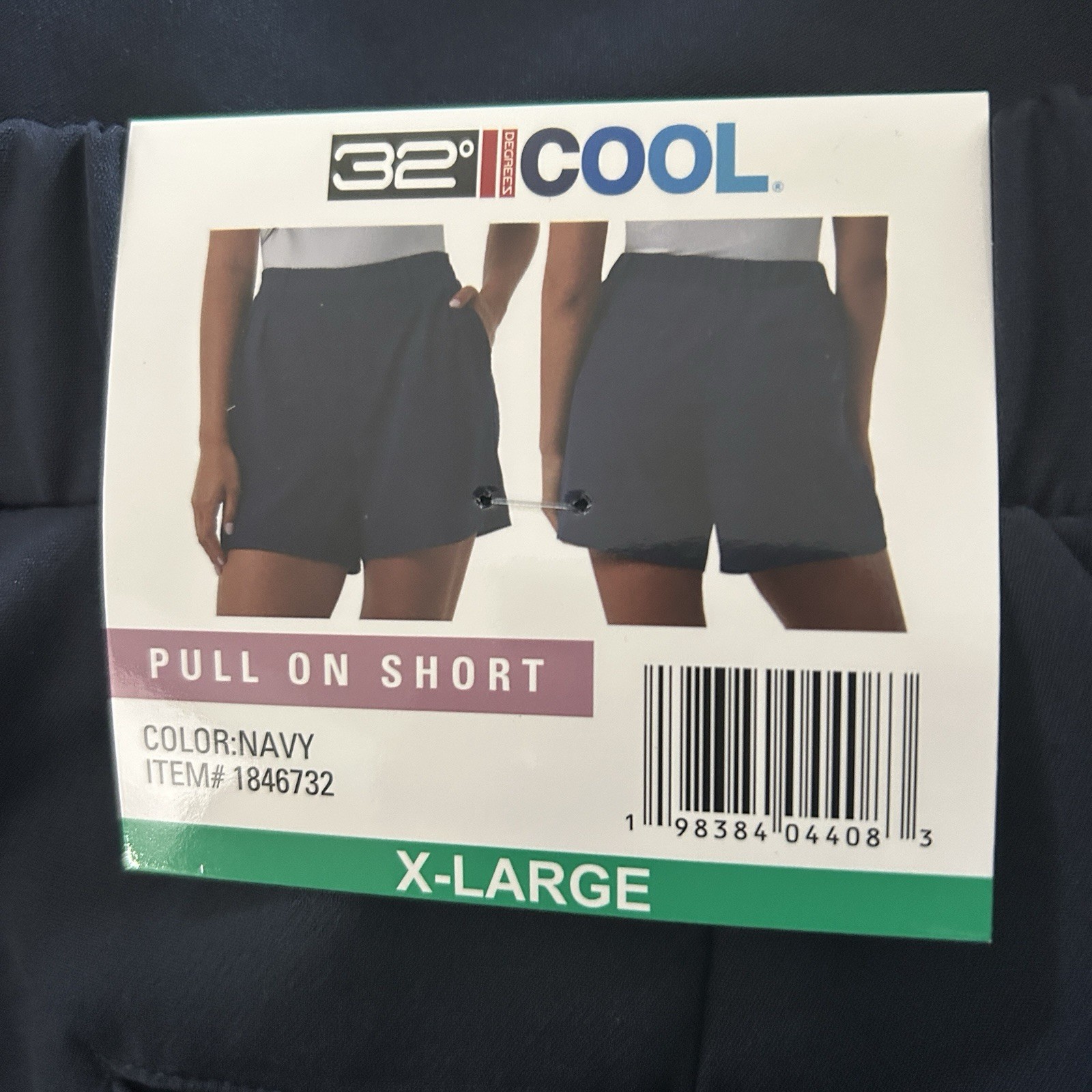 32 Degrees Cool Women’s Pull-On Shorts, Navy, XL, Pockets, Belt Loops, Stretch..