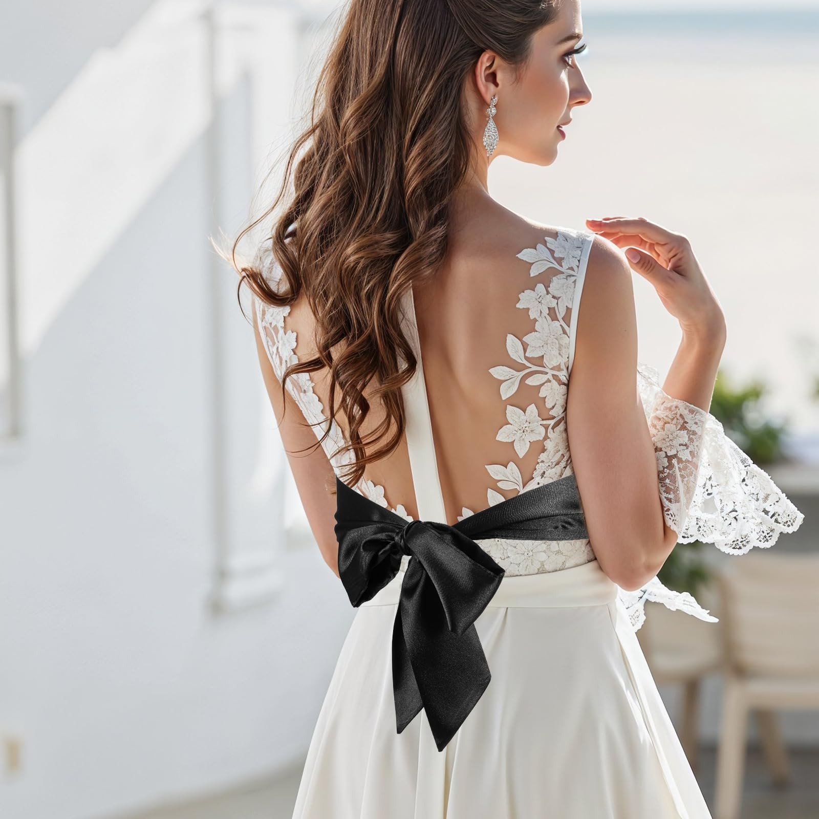 Wedding Sash Belt Black Ribbon Bridal Dress Waist Belt