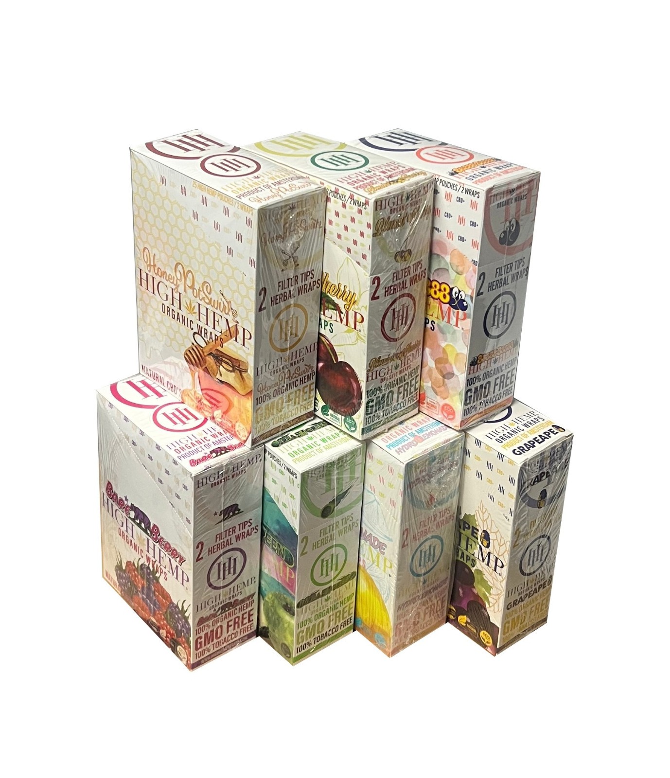 Organic High H. Herbal Wrap Rolling Paper 25 x 2 Pack = 50ct. / 13 Flavors