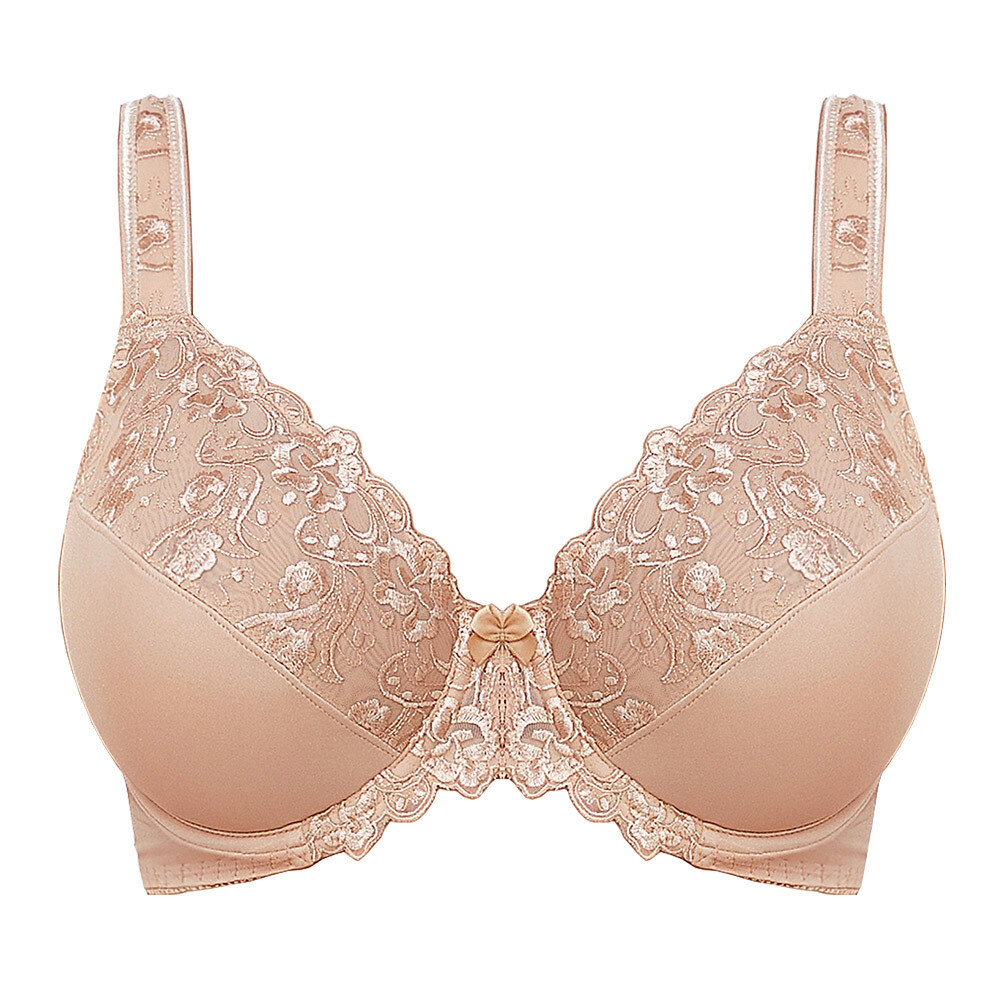 Women’s Sexy Lace Embroidered Bras Full Coverage Unlined Underwire Plus Size Bra