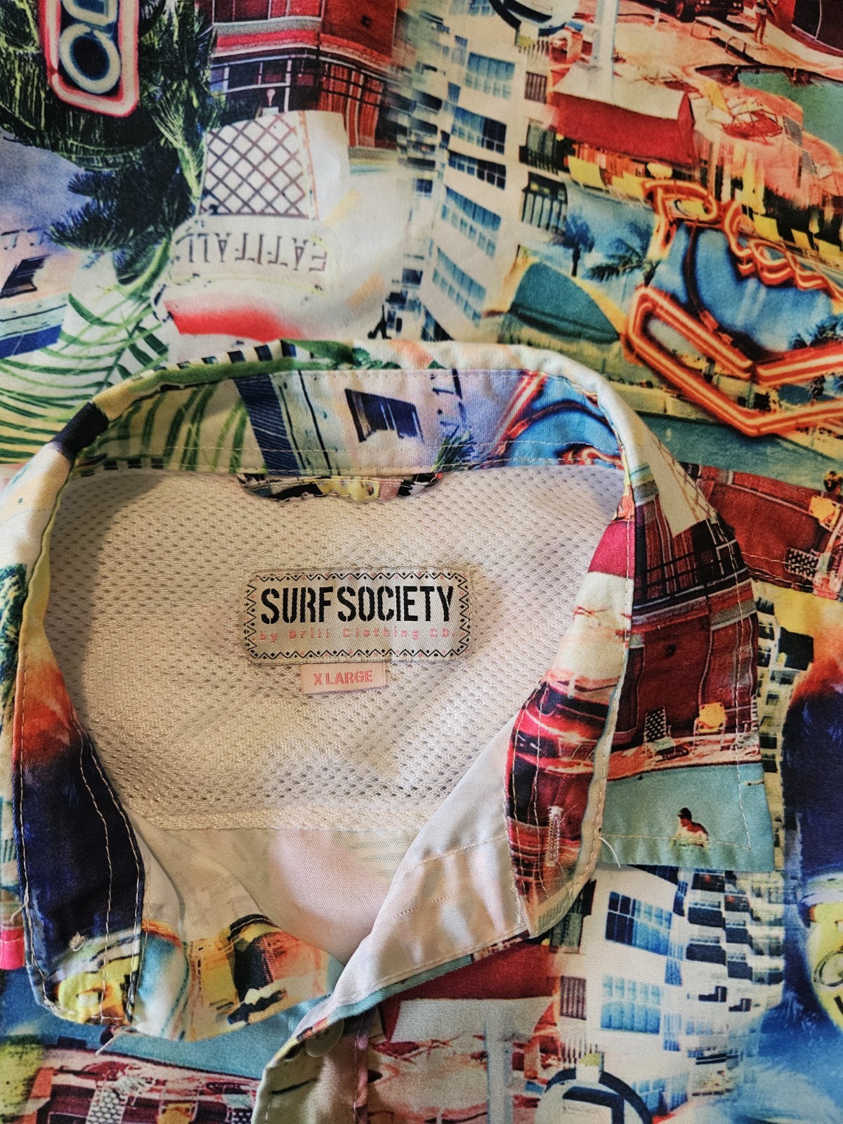 Surf Society Men’s Shirt Sz XL Button-Down Coastal Tropical Casual Fishing Beach