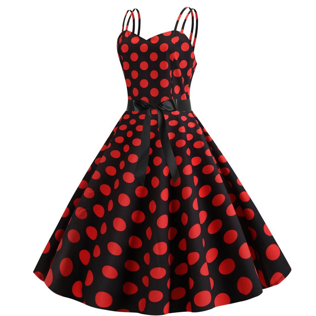 Women Vintage Dress Retro Style Rockabilly Party Swing Cocktail Polka Dots Dress