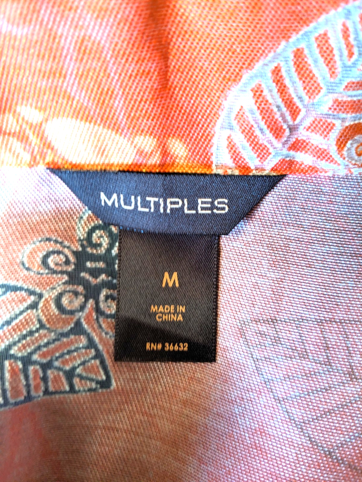 Multiple’s Coral Orange Floral Blouse Medium Semi Sheer Button Front Rayon Blend