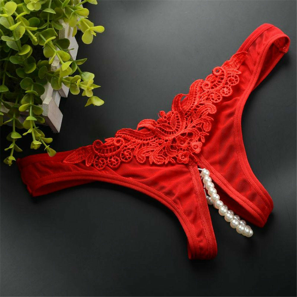 Women Sexy Lace Pearl Briefs Lingerie Knickers G-string Thongs Panties Underwear