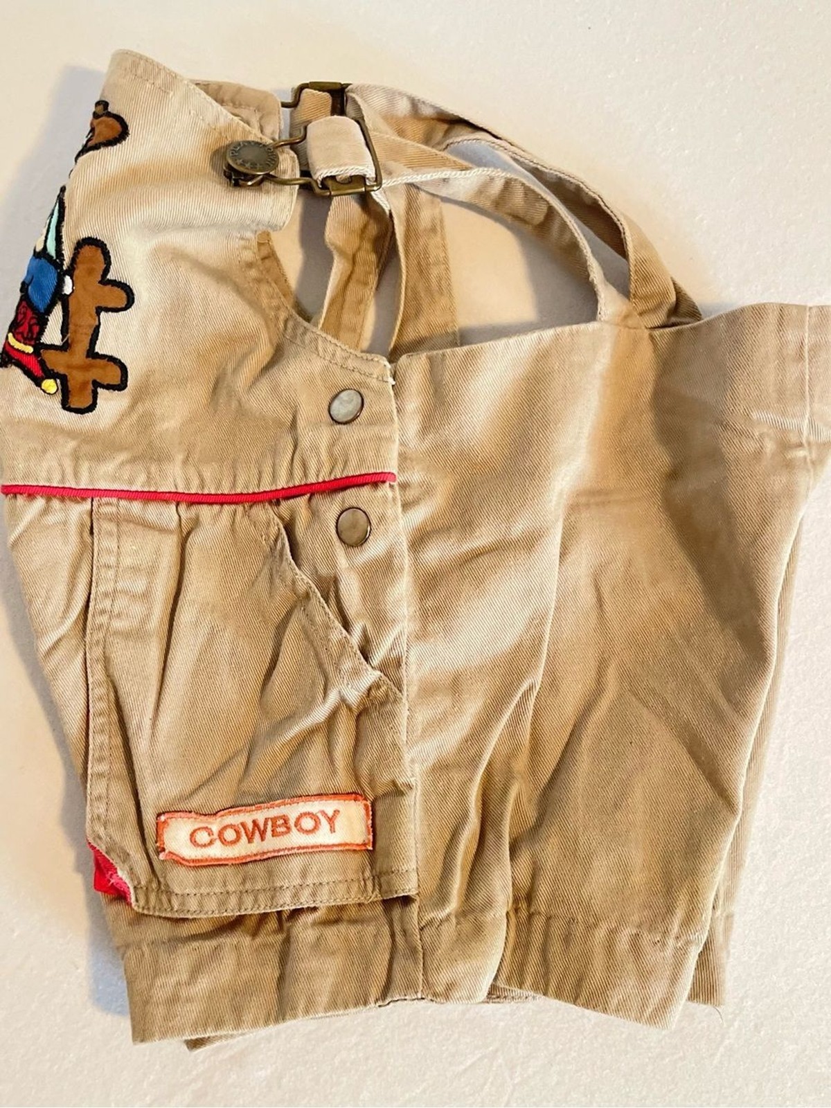 Vintage 80s 90s Playtown Cowboy Khaki Overalls 3T Western Kidcore