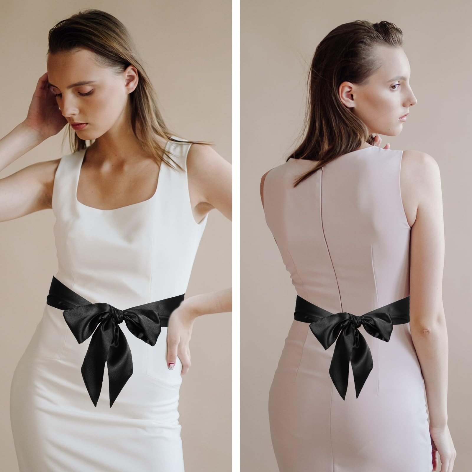 Wedding Sash Belt Black Ribbon Bridal Dress Waist Belt