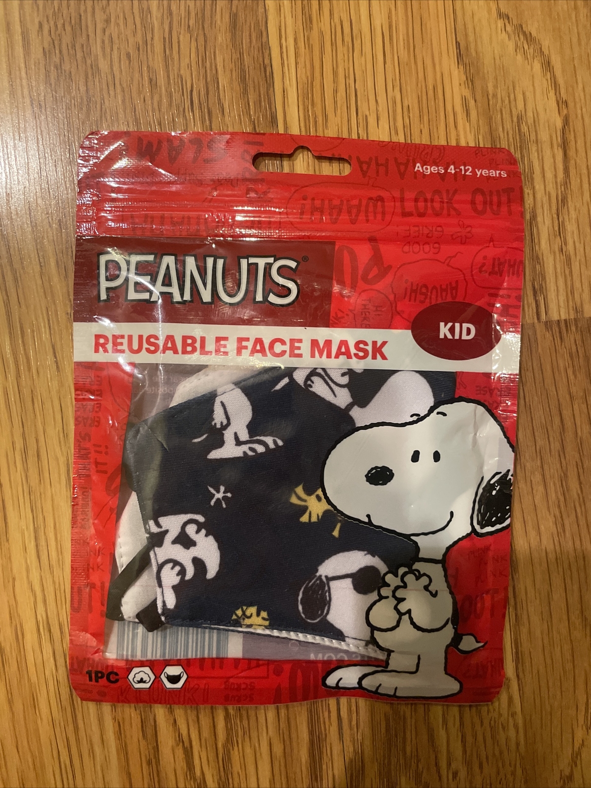 peanuts joe cool kids size 4-12 years face mask