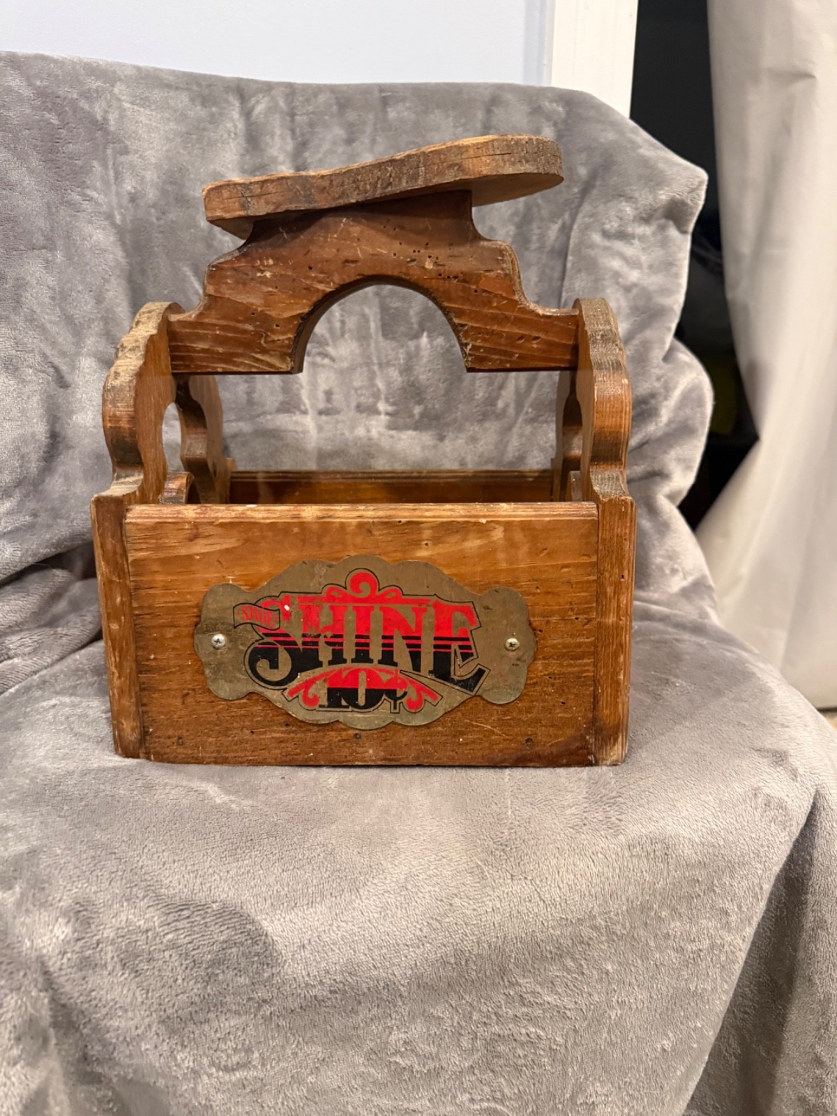 Vintage Wood & Metal Shoe Shine Box “10 Cent Shine” Shoeshine 12x10x8 See Photos