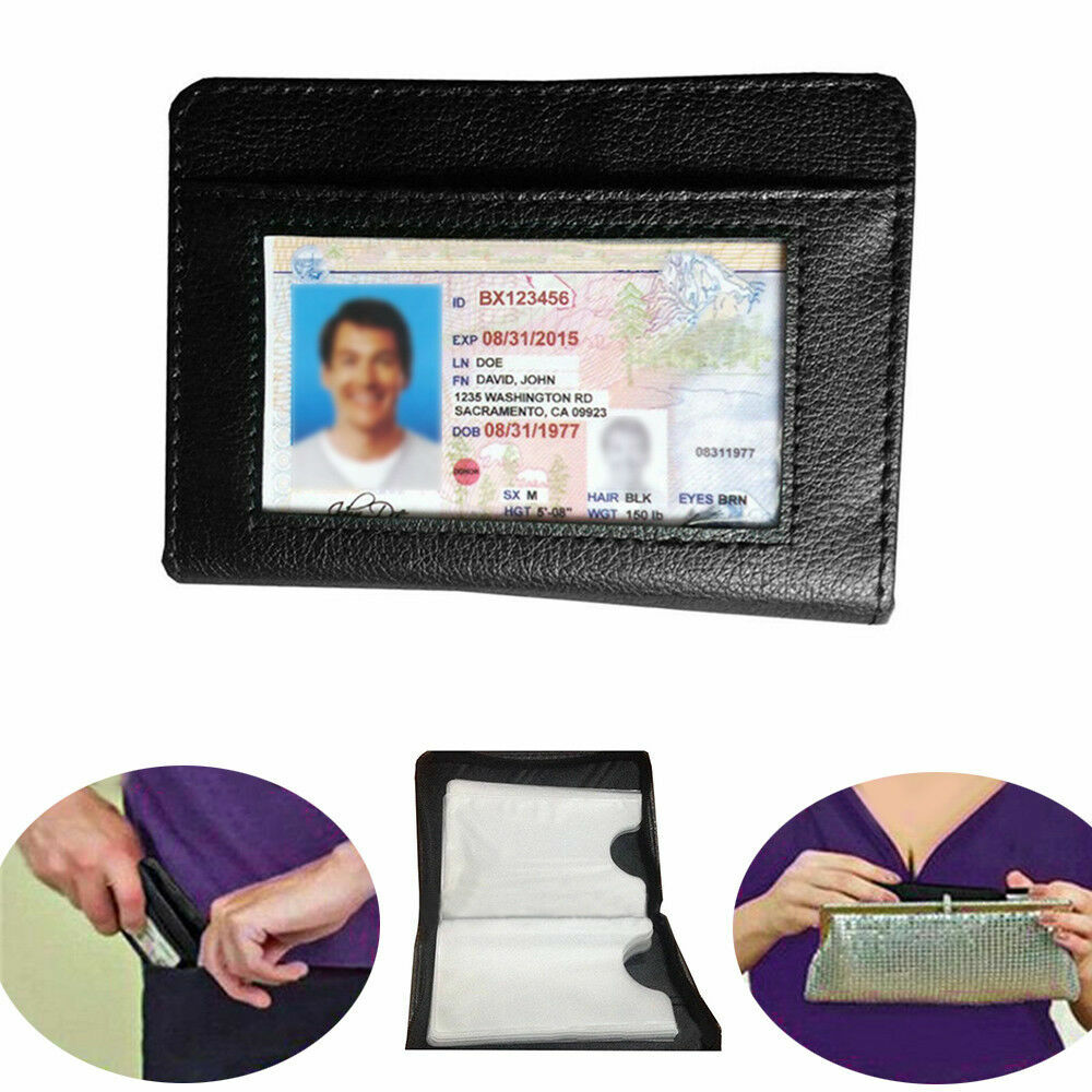 Secure Lock RFID Blocking Wallet Men Women Slim Money Credit Card Holder Leather