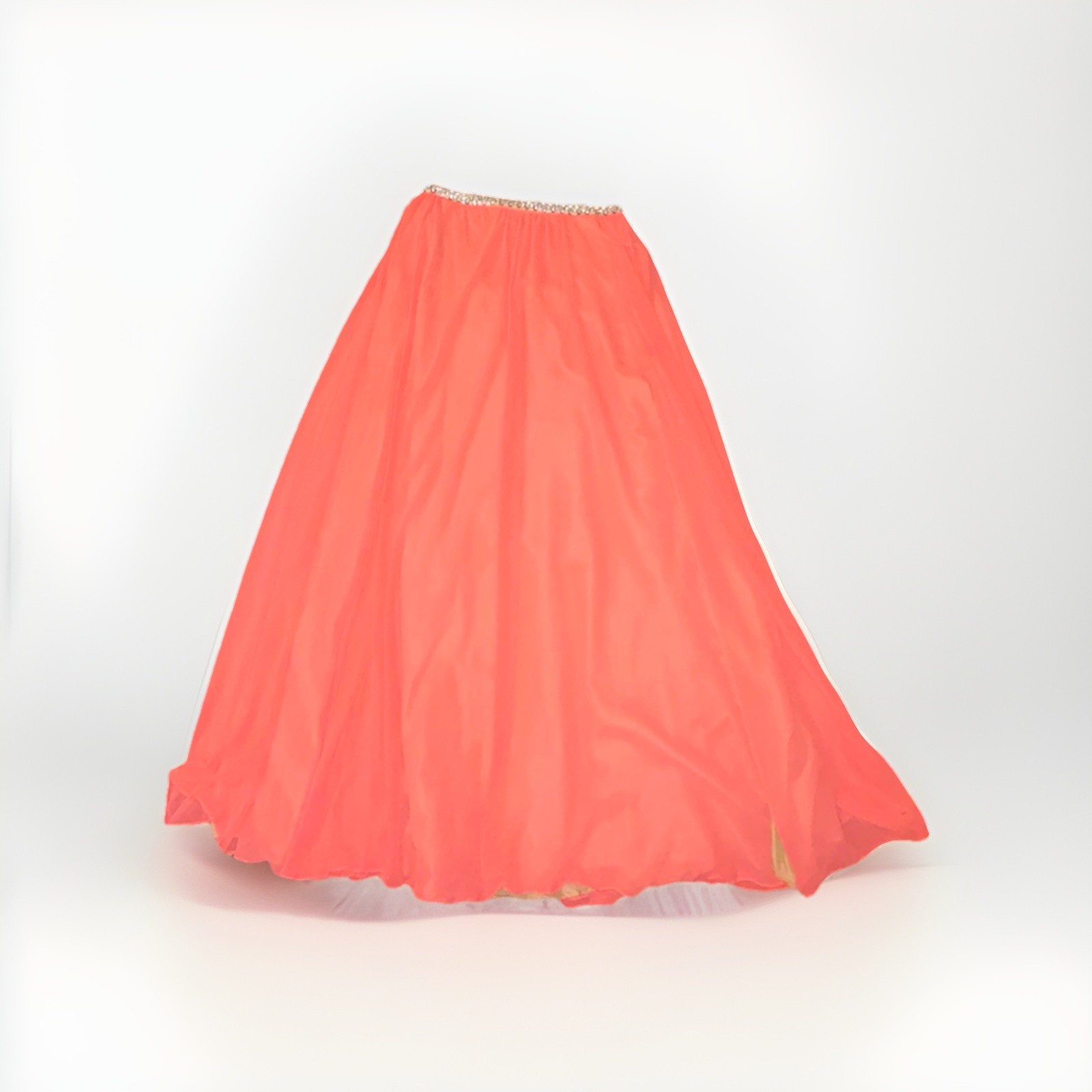 Glamour by Terani Couture Orange Chiffon Beaded Pleated Long A-Line Skirt 6