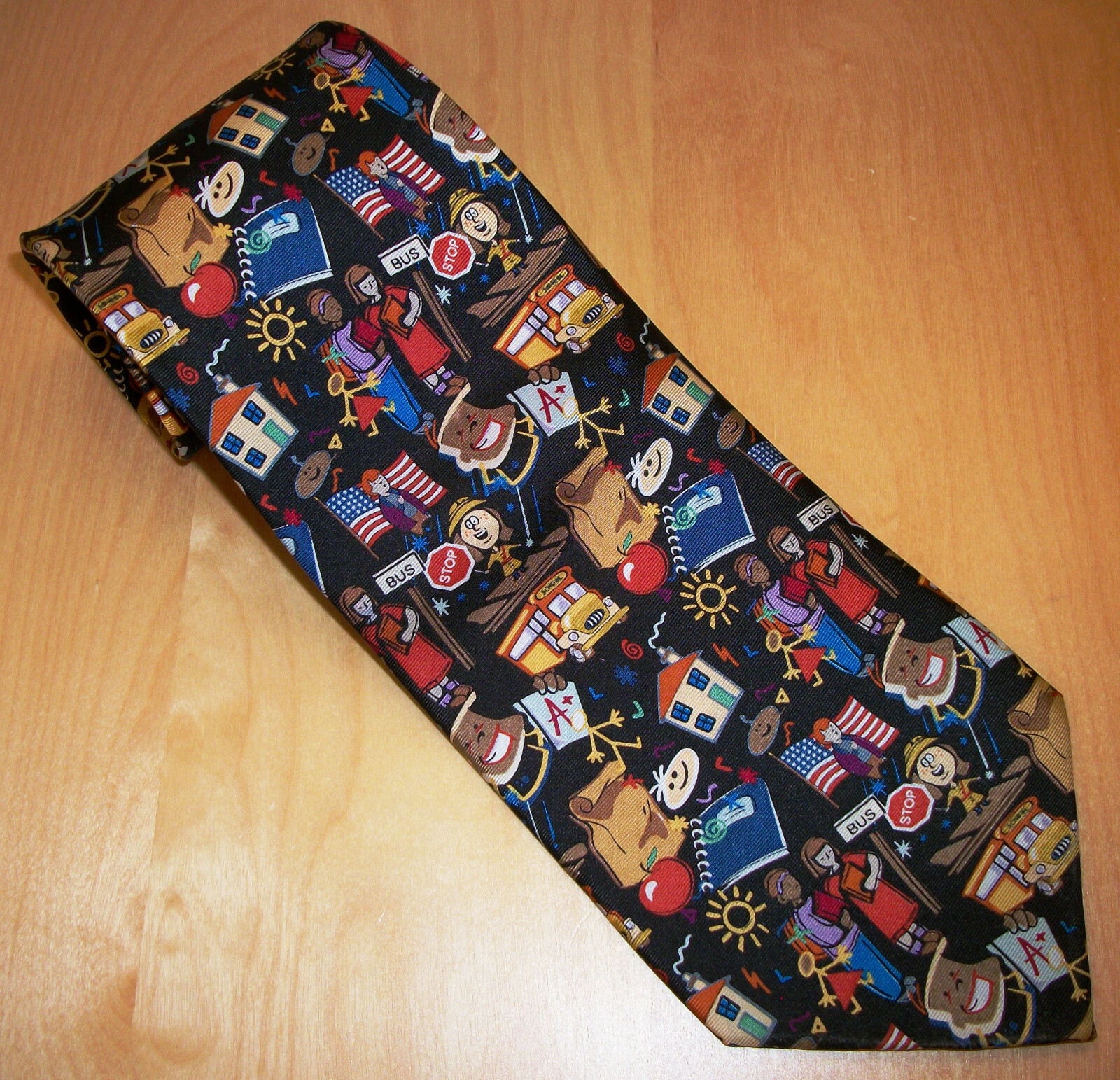 School Teacher’s Cartoon Children Silk Neck Tie 57′” Long x 3.75″ Wide (D815)