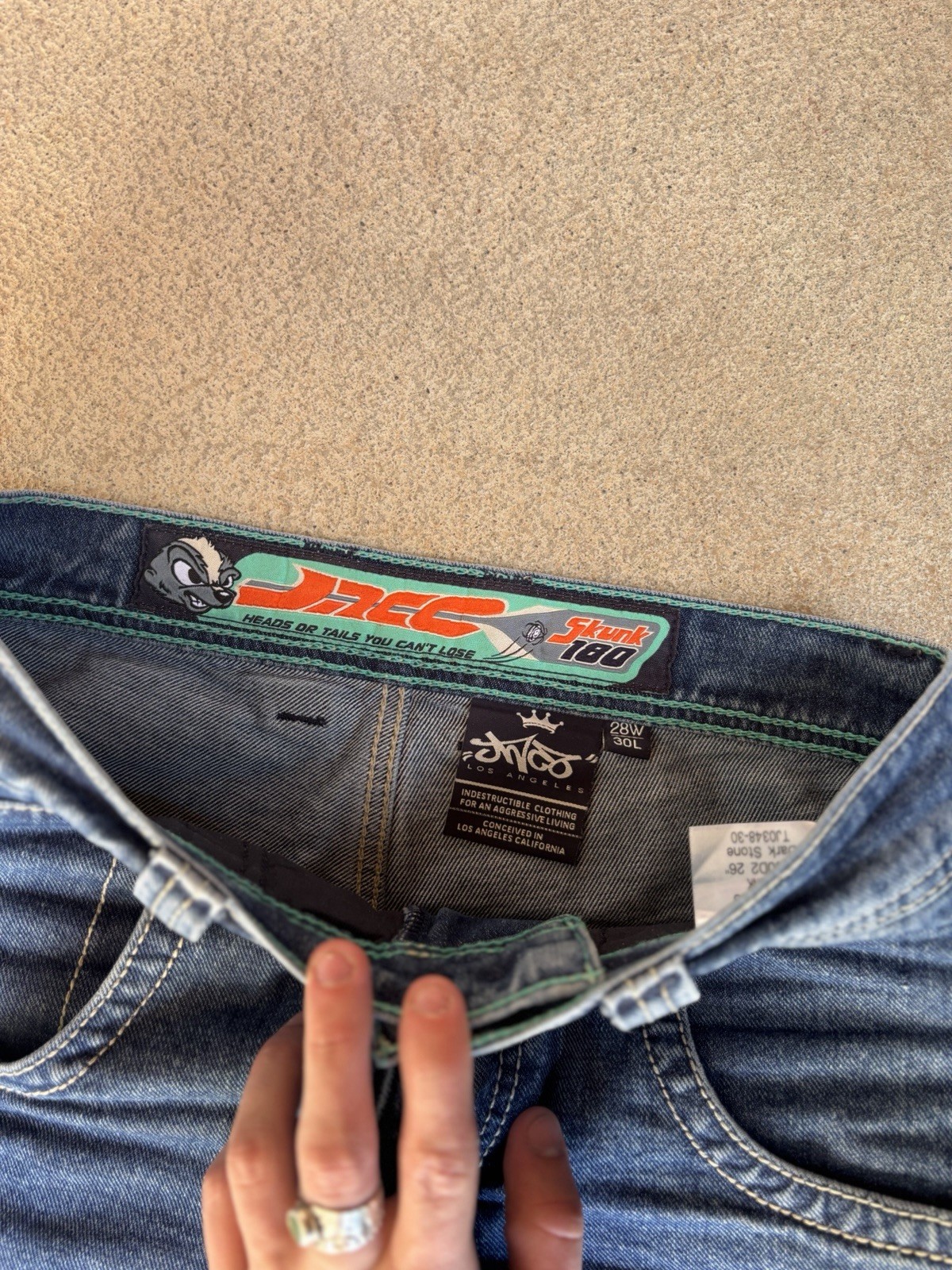 Vintage JNCO Skunk 180 Jeans 28×30 Wide Leg Baggy Y2K Striped Denim Rare