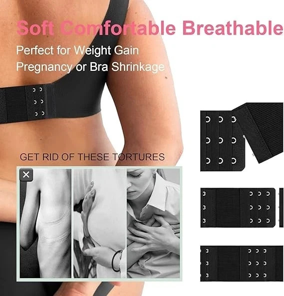 Bra Extender 3-Row (2/3/4 Hook) – Adjustable for Maternity Strapless & Tight Bra