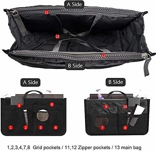 Tote Organizer Insert Bag Women Travel Large liner Handbag Purse Lady Makeup