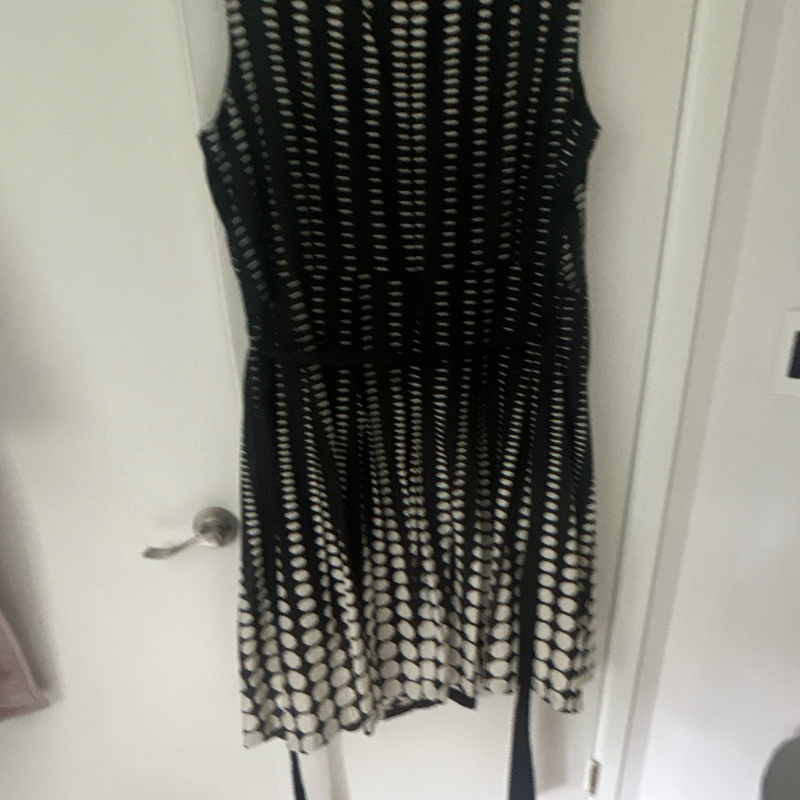 Anne Klein Women’s Fit & Flare Dress Boat Neck Polka Dot Black/White 18W