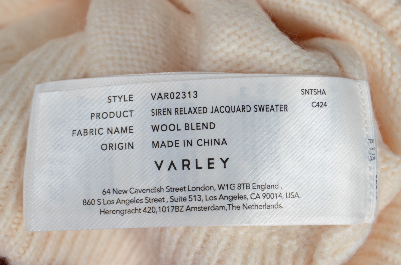 Varley Women’s Siren Relaxed Jacquard Fair Isle Pattern Wool Blend Sweater SMALL