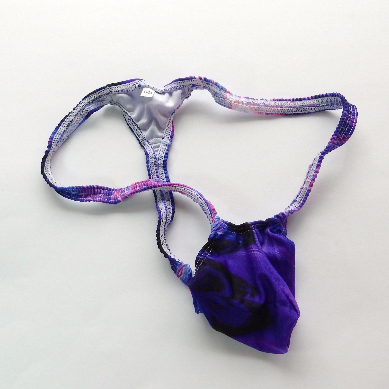K403 P String Thong Grape Smugglers Contoured Pouch FLAME prints Swim Fabric