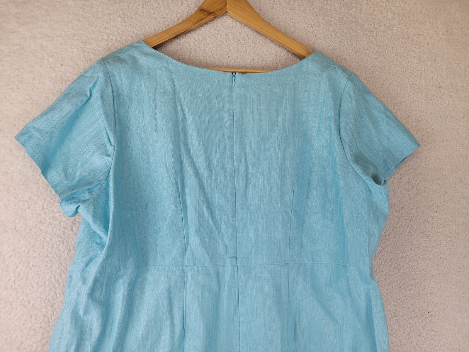 Jessica London Career Dress Womens 22 Blue Belted Milkmaid Old Money Back Zip