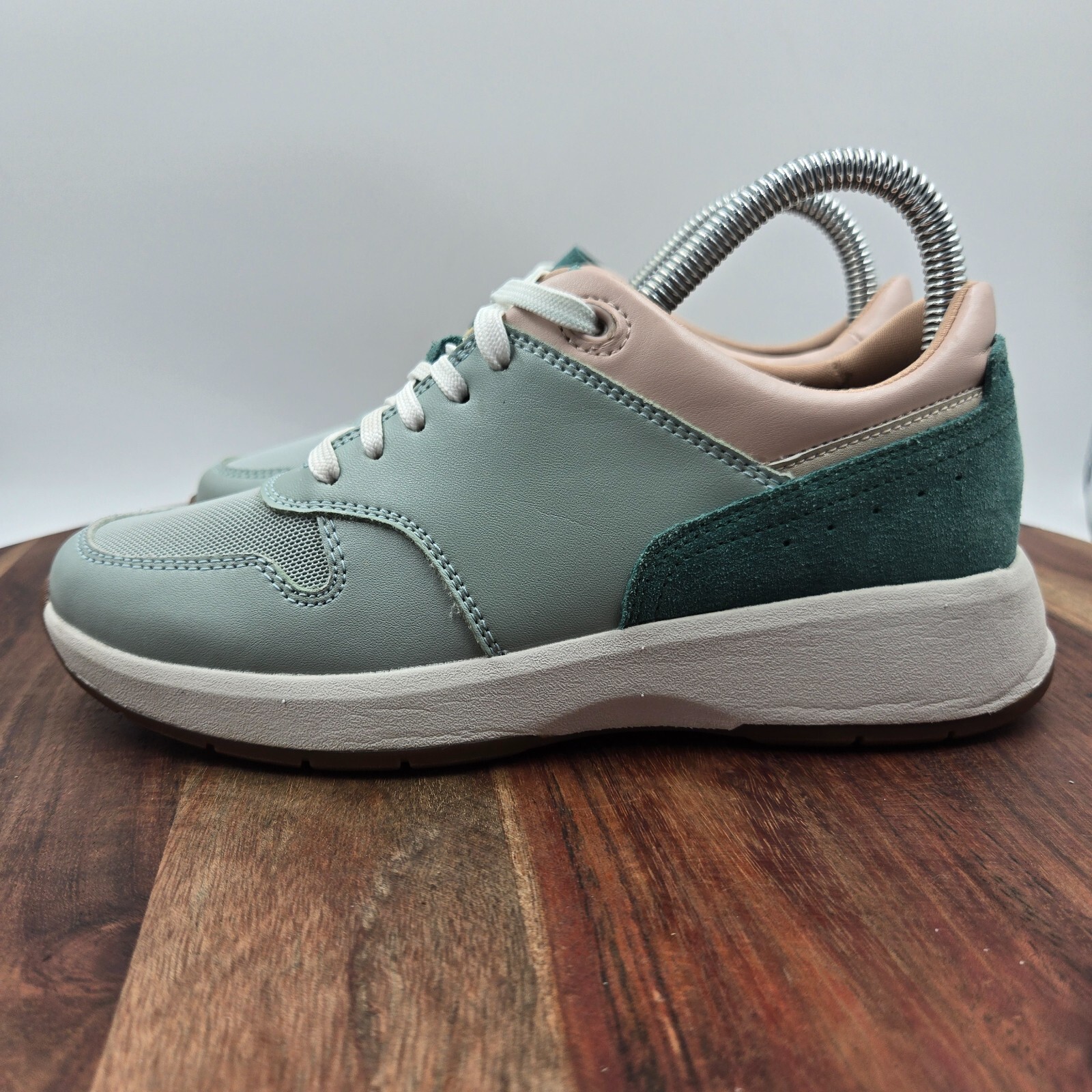 Rockport Trustride Shoes Women’s 5W Wide Green Pink Leather Comfort Sneakers