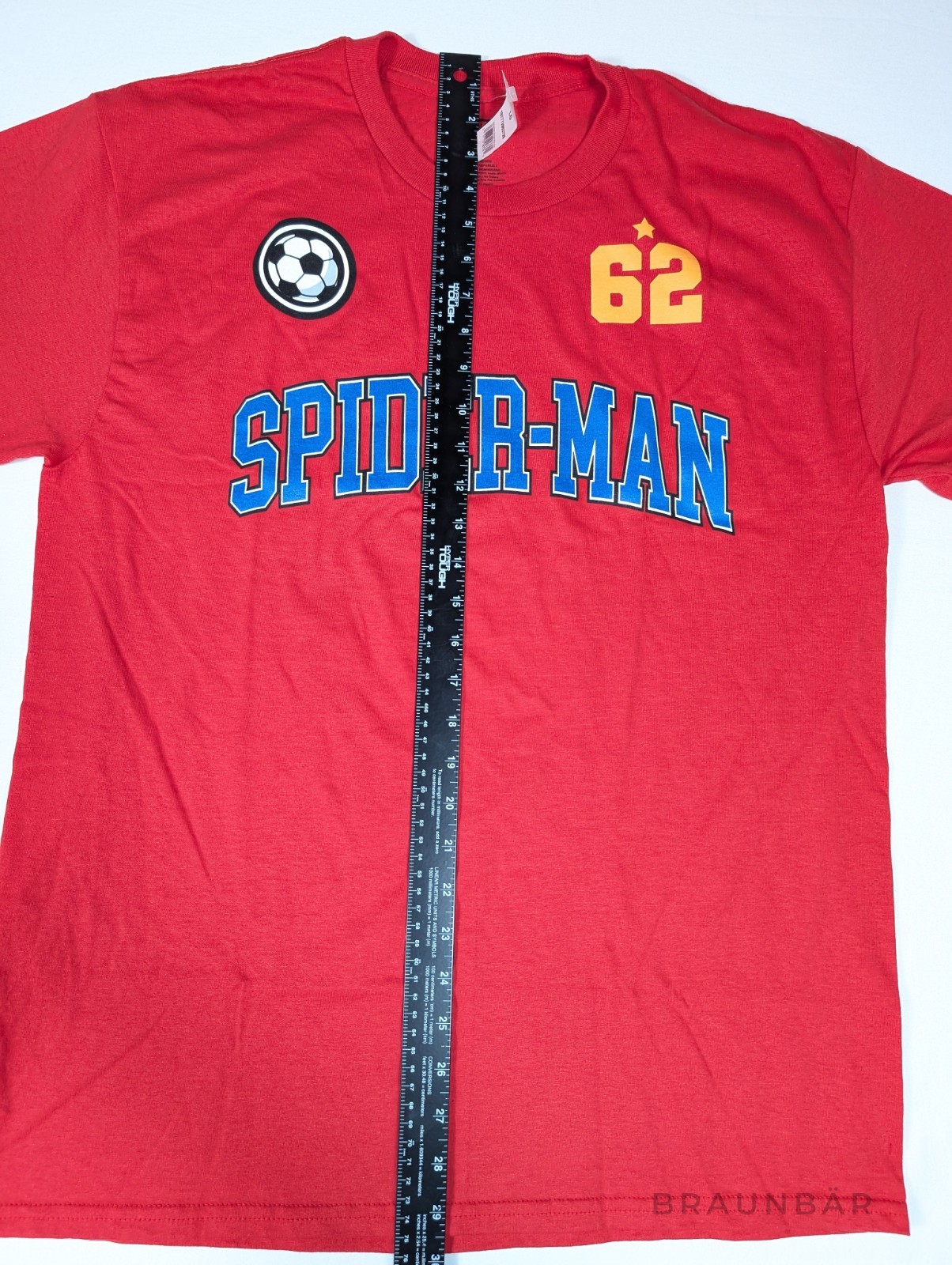Marvel Spiderman Soccer Jersey Style Shirt Mens L Large Red Back Print Logo NWT