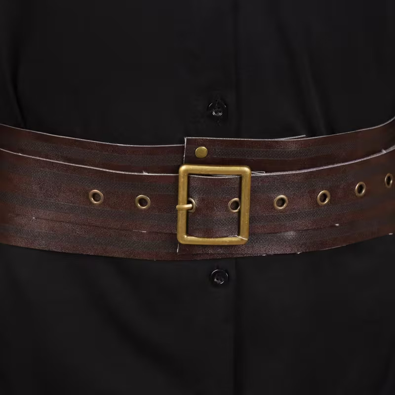 WOMEN VERY WIDE BROWN VICTORIAN LEATHER BELT Med/Large/XL belt length 51 in NEW