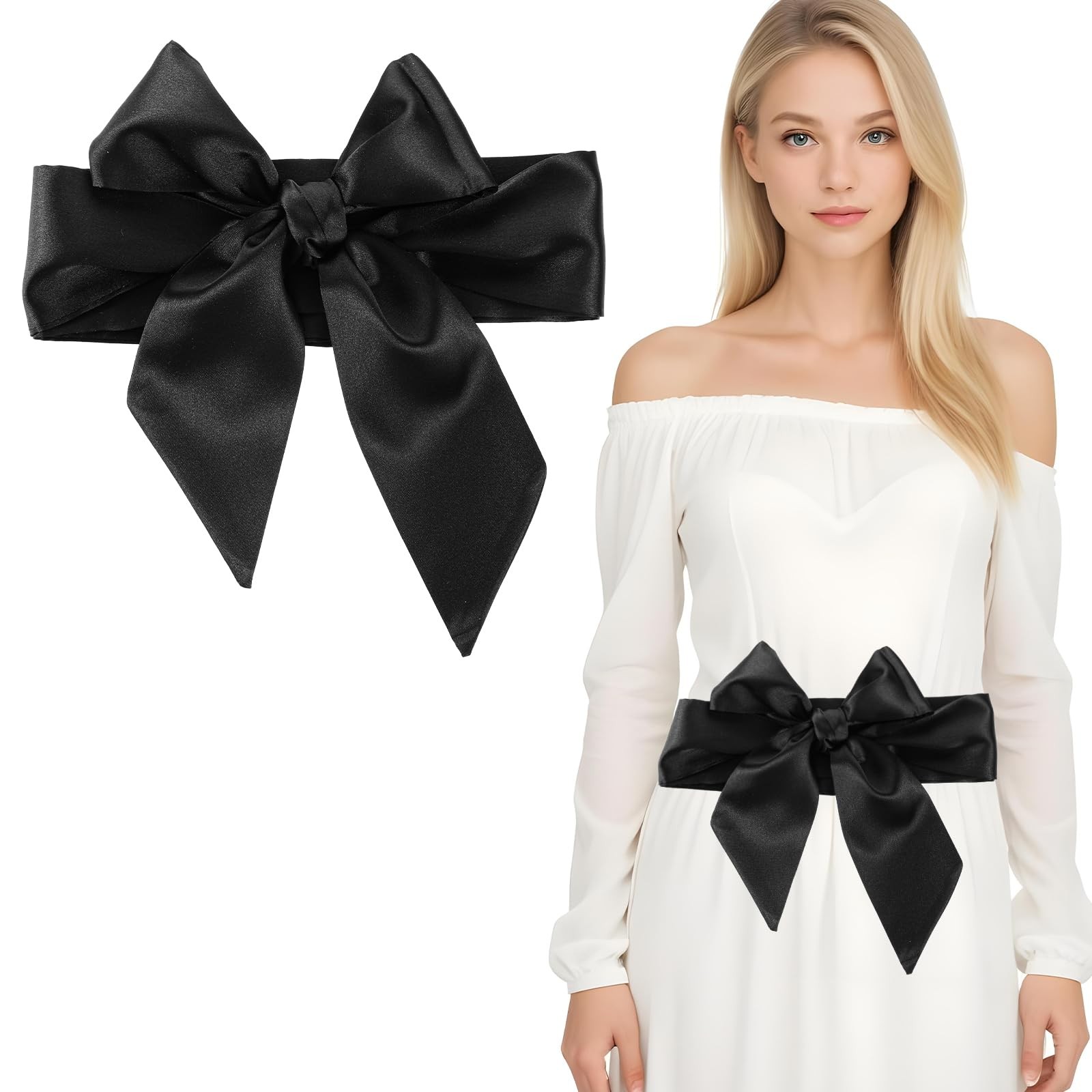 Wedding Sash Belt Black Ribbon Bridal Dress Waist Belt