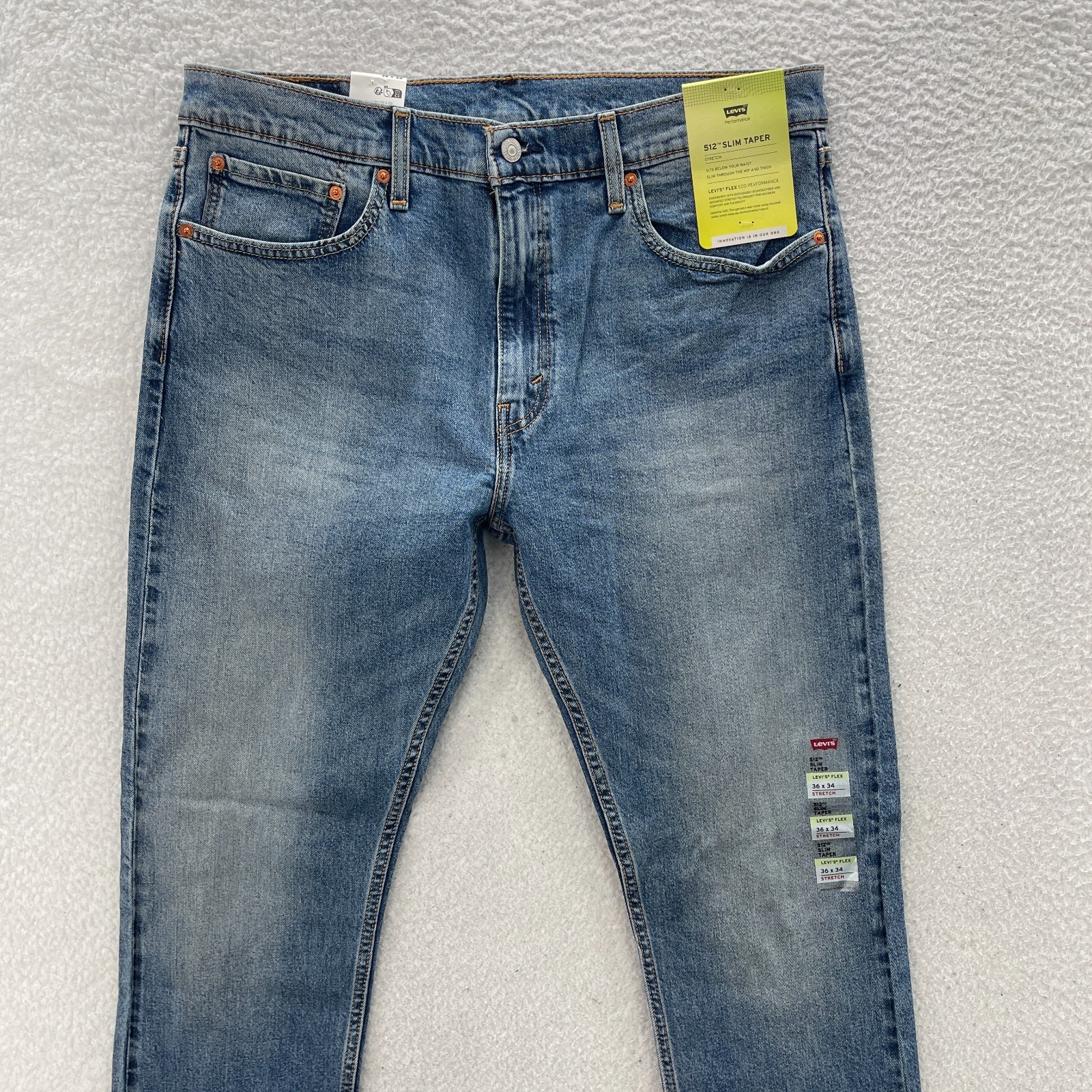 Levis 512 Jeans Mens 36×34 Blue Slim Taper Light Wash Denim Preppy Minimalist