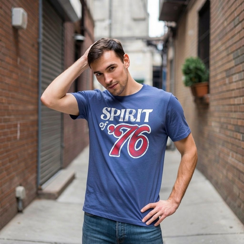 Mens Spirit Of 76 T Shirt Funny Fourth Of July Party Patriotic 1776 Tee For Guys