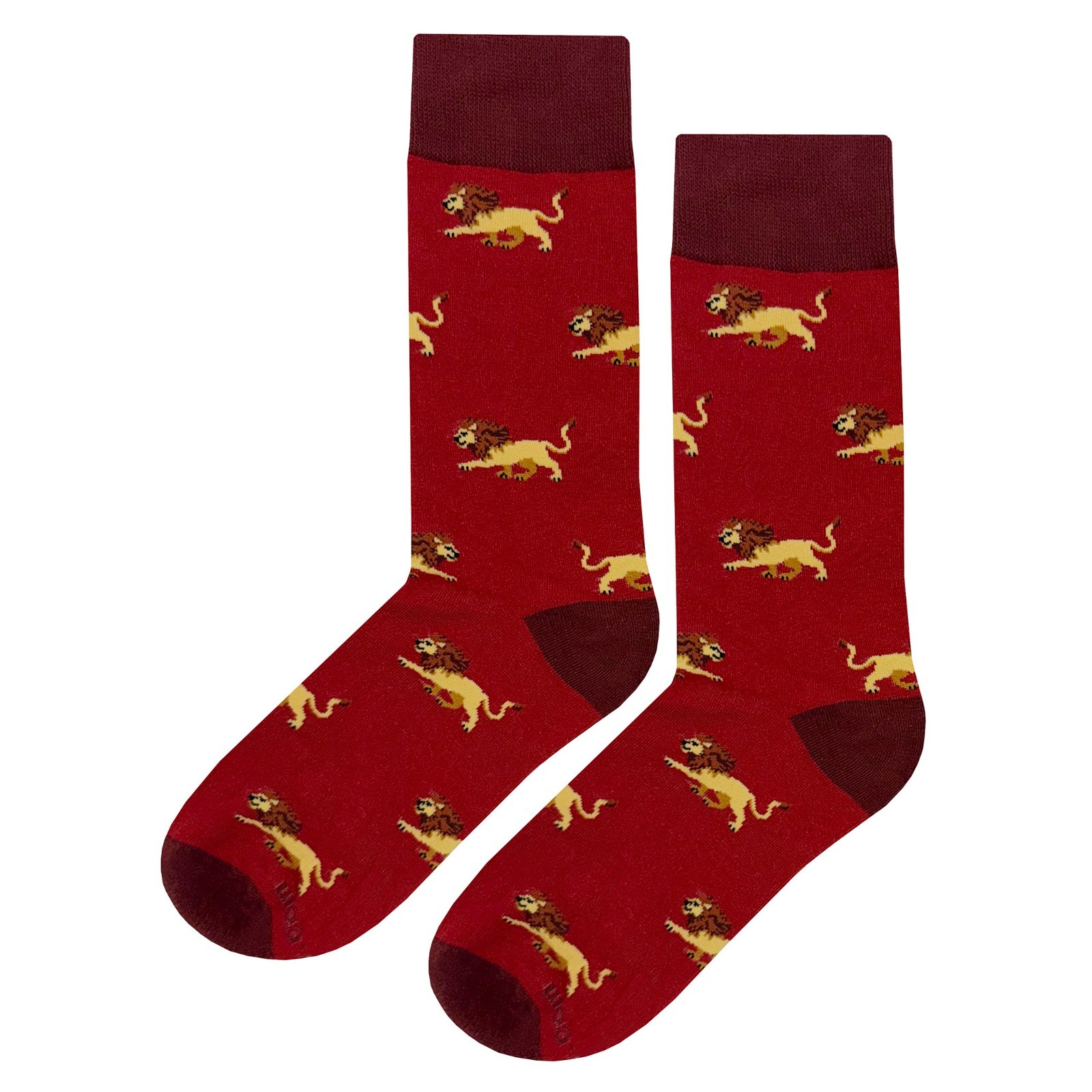 NWT Lion Dress Socks Novelty Men 8-12 Red Crazy Fun Sockfly