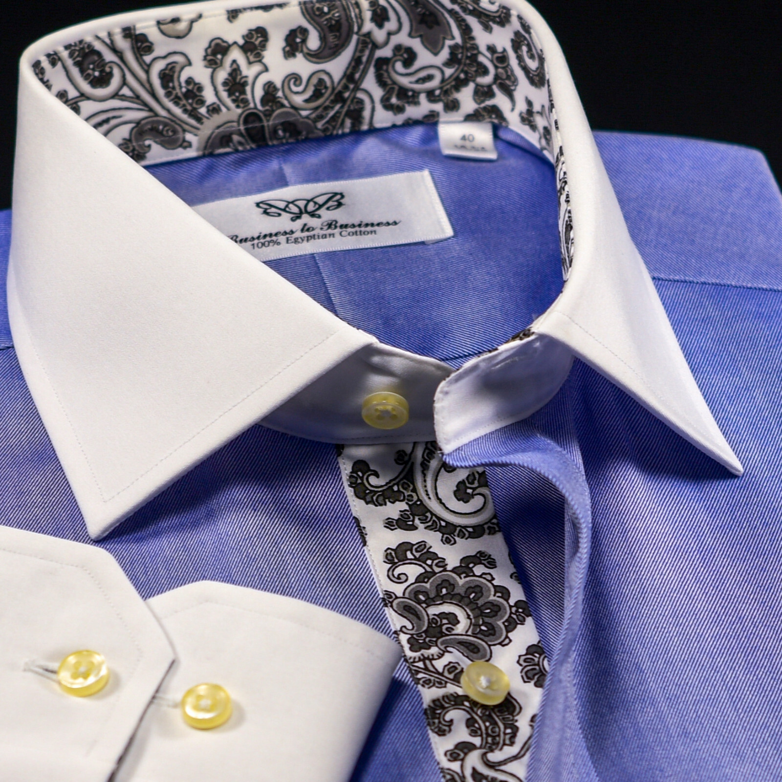 Blue La Plata WInchester Designed Formal Business Dress Shirt Single Cuff Boss