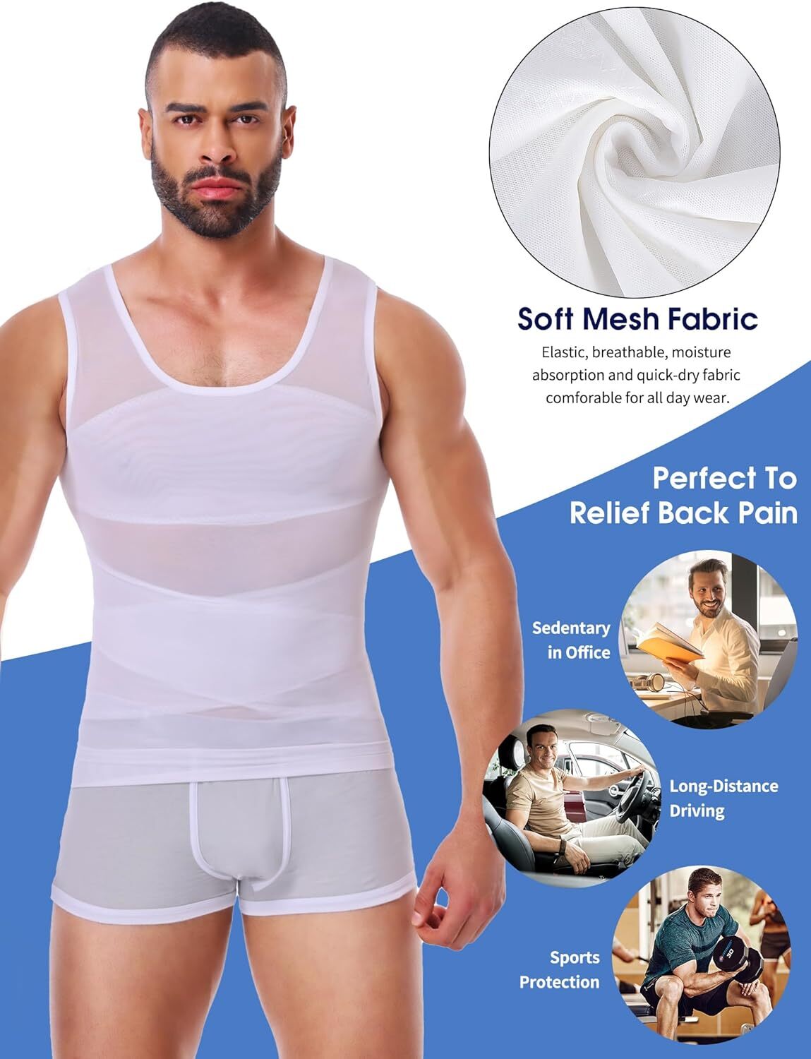 Mens Slimming Body Shaper Tank Top Abdomen Gynomastica Compression Vest Shirt US