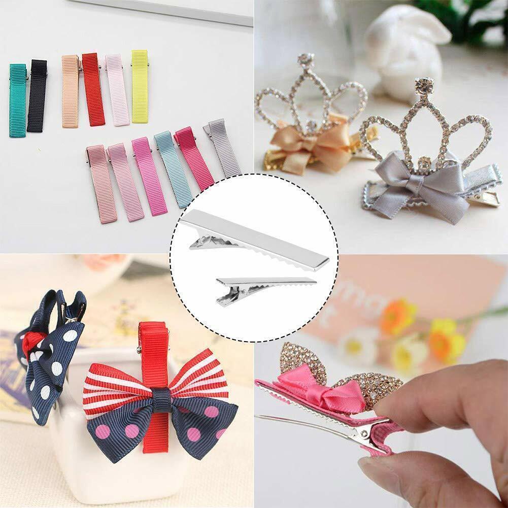 100/200/300x Silver Single Prong Alligator Metal Clips 1.75″ Hair Bow Clips Bulk