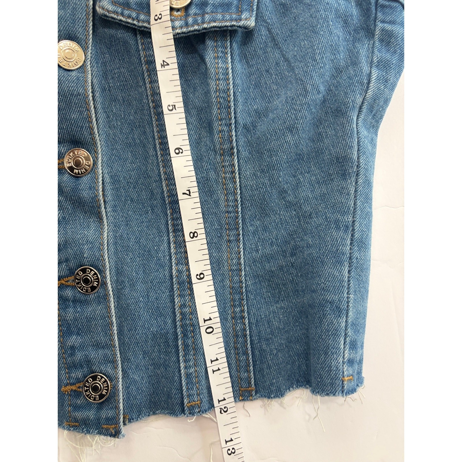 Edikted River Denim Tube Top Med Blue 100% Cotton Smocked Back Y2K