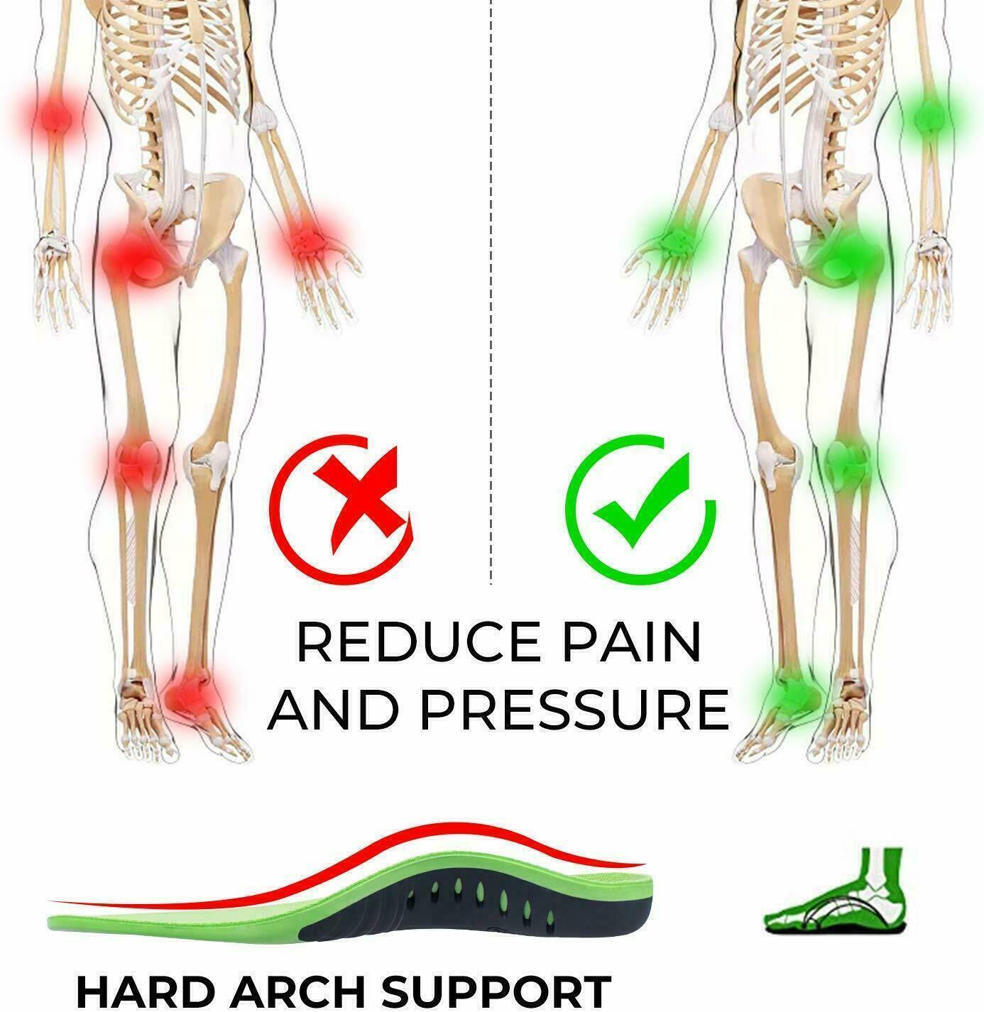 Heavy Duty High Arch Support Orthotic Insoles for Plantar Fasciitis Pain Relief