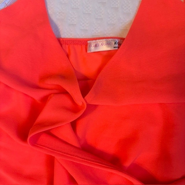 A’GACI Cami Wrap Top Womens Medium Neon Coral Excellent Mesh Banded Crop Tank