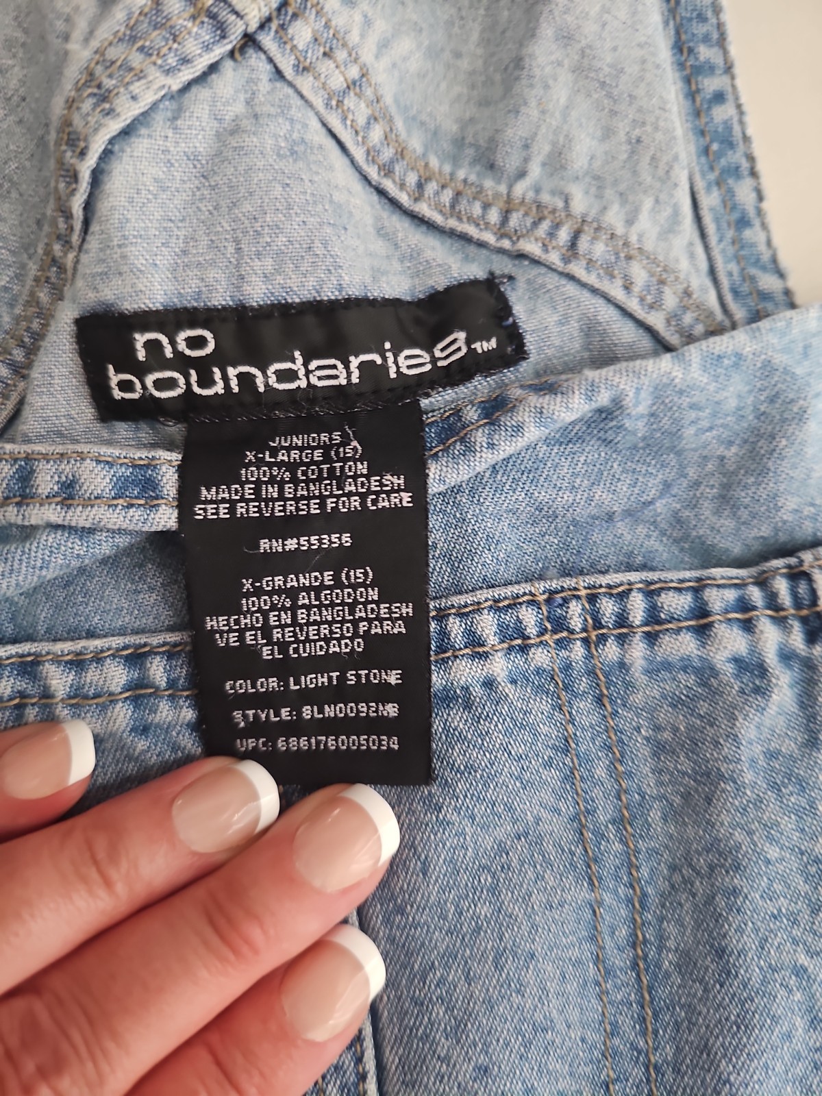 No Boundaries Juniors Denim Bib Overall Shorts Distressed Stretch Size Vintage