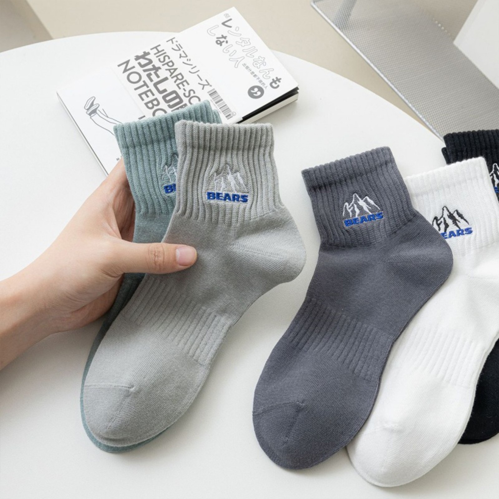 5 Pack Casual Crew Socks Men’s Short Crew Breathable Socks No Slip Everyday Sock