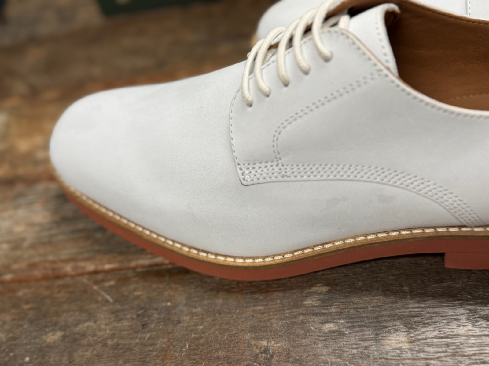 Peter Huber Men’s Shoes Classic White Buck Oxford Red Brick Outsole $179
